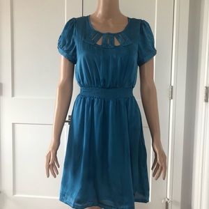 Tommy Girl Blue Puffy Sleeves Cutout Mini Dress Medium